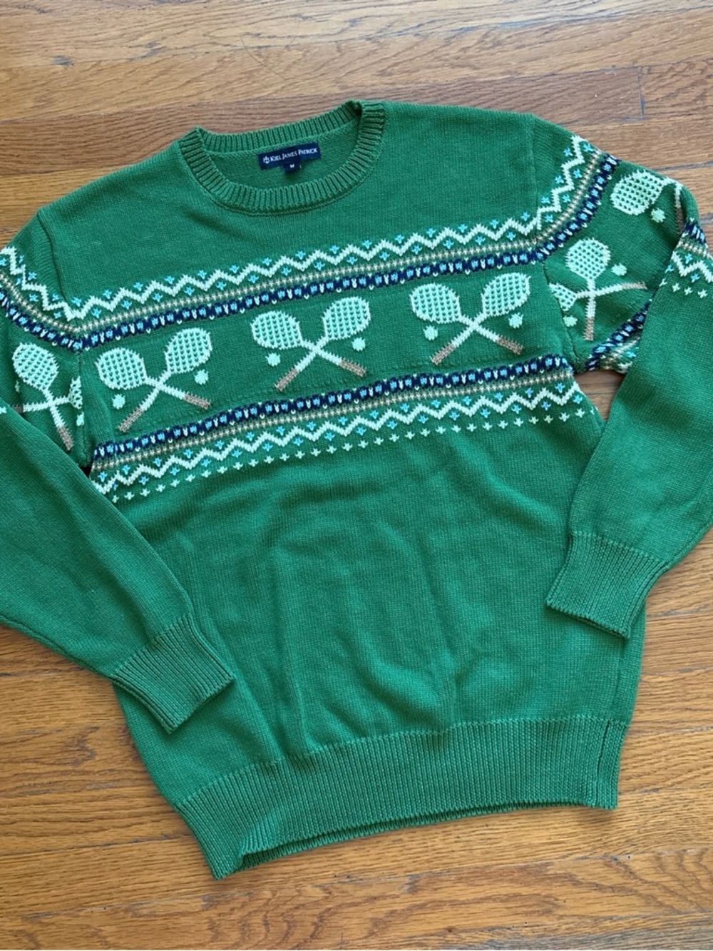 Kiel James Patrick Women’s Tennis Print Sweater Size Medium